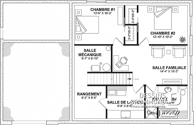 Sous-sol - Plan de maison original avec coin lecture sur filet suspendu au dessus du salon et mur d'escalade - Cime