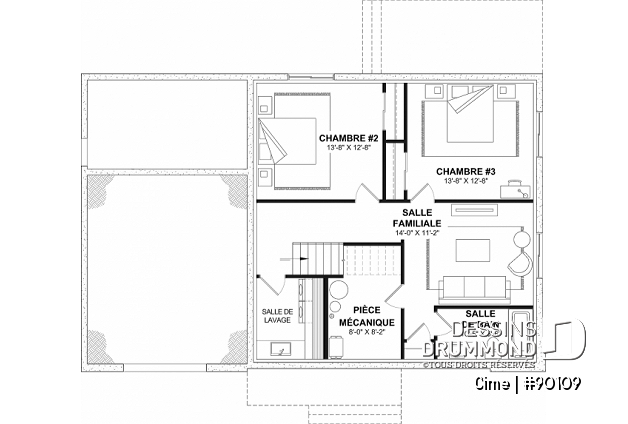 Sous-sol aménagé - Plan de maison original avec coin lecture sur filet suspendu au dessus du salon et mur d'escalade - Cime