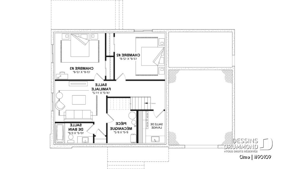 Sous-sol aménageable (Optionel $) - Plan de maison éco-responsable avec superbe chambre des parents à l'étage, grand bureau, serre et garage - Cime