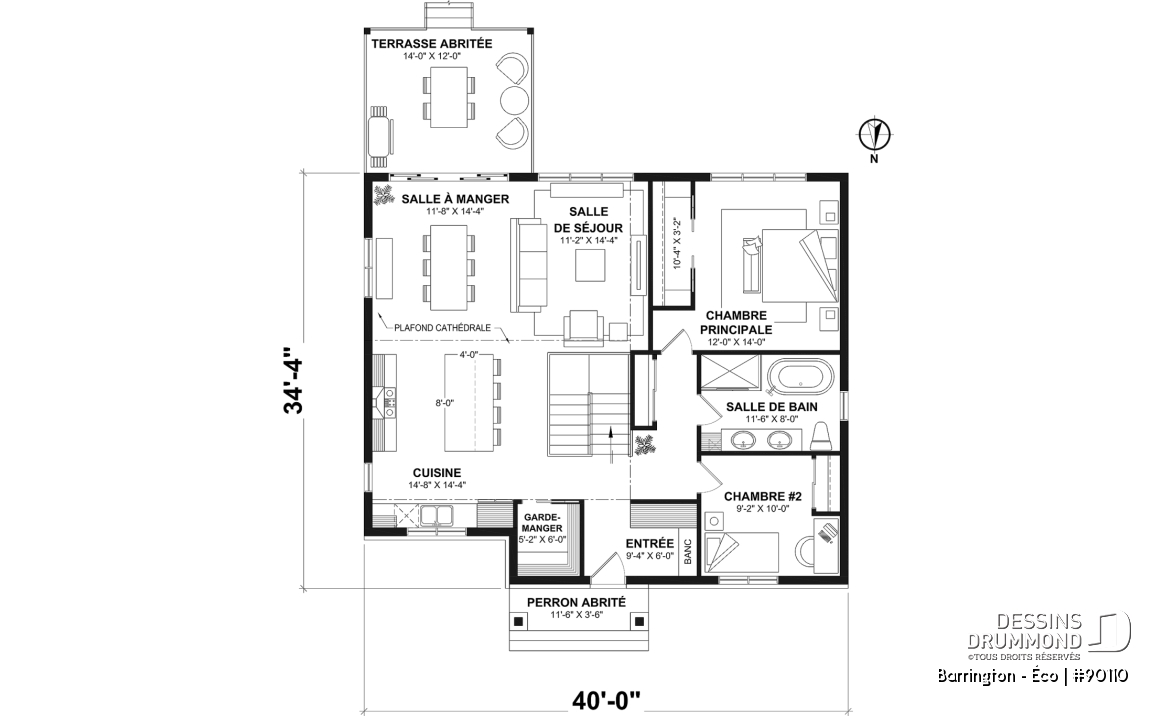 Rez-de-chaussée - Plain-pied farmhouse éco-responsable, de 2 à 5 chambres, s-sol aménagé (optionnel $), terrasse couverte - Barrington - Éco