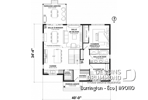 Rez-de-chaussée - Plain-pied farmhouse éco-responsable, de 2 à 5 chambres, s-sol aménagé (optionnel $), terrasse couverte - Barrington - Éco