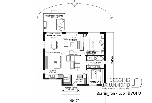Rez-de-chaussée - Plain-pied farmhouse 2 à 4 chambres, sous-sol entièrement aménagé, terrasse couverte, garde-manger, vestiaire - Barrington - Éco