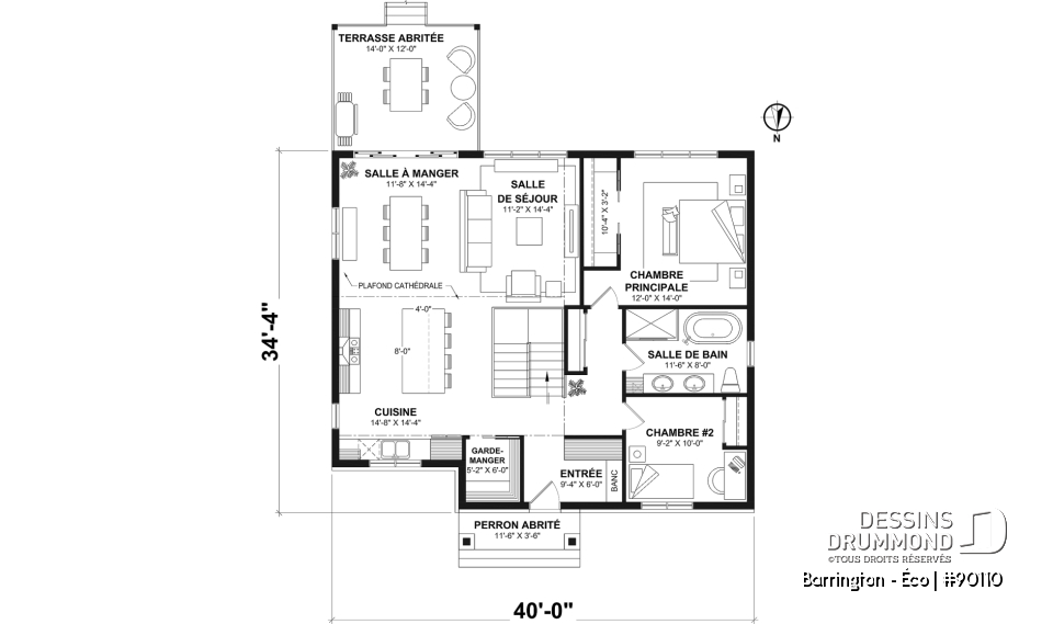 Rez-de-chaussée - Plain-pied farmhouse éco-responsable, de 2 à 5 chambres, s-sol aménagé (optionnel $), terrasse couverte - Barrington - Éco