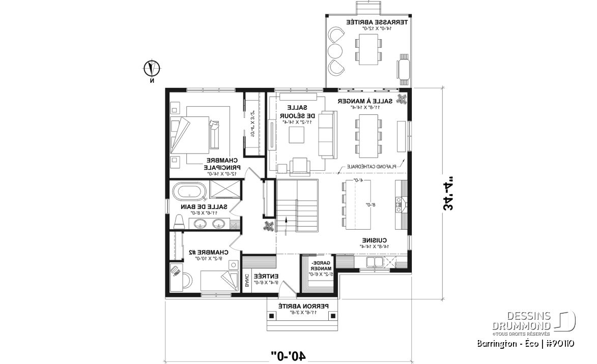 Rez-de-chaussée - Plain-pied farmhouse éco-responsable, de 2 à 5 chambres, s-sol aménagé (optionnel $), terrasse couverte - Barrington - Éco