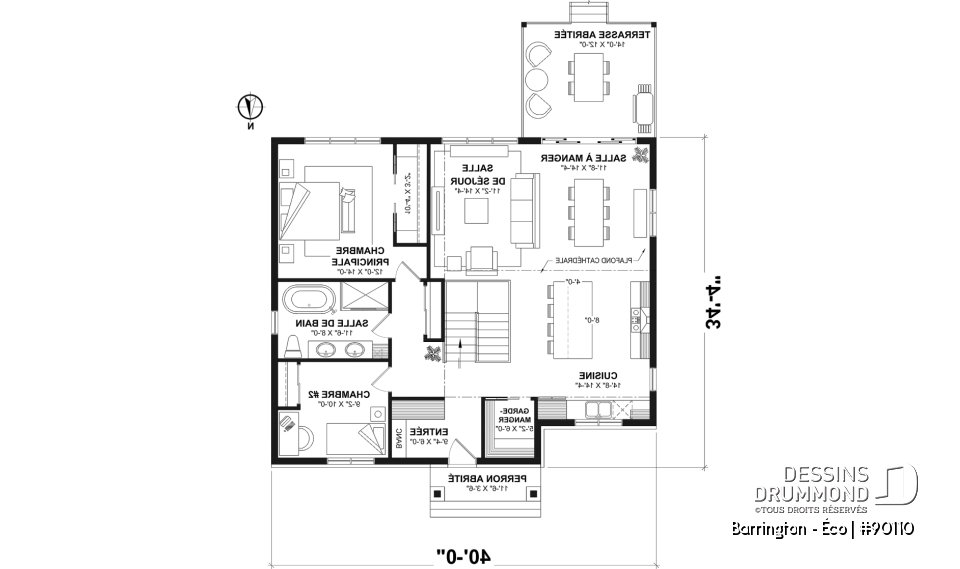 Rez-de-chaussée - Plain-pied farmhouse éco-responsable, de 2 à 5 chambres, s-sol aménagé (optionnel $), terrasse couverte - Barrington - Éco