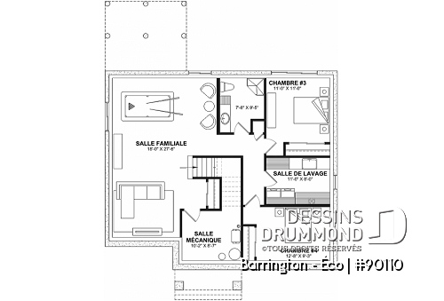 Sous-sol - Plain-pied farmhouse 2 à 4 chambres, sous-sol entièrement aménagé, terrasse couverte, garde-manger, vestiaire - Barrington - Éco