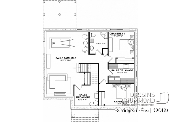 Sous-sol - Plain-pied farmhouse 2 à 4 chambres, sous-sol entièrement aménagé, terrasse couverte, garde-manger, vestiaire - Barrington - Éco