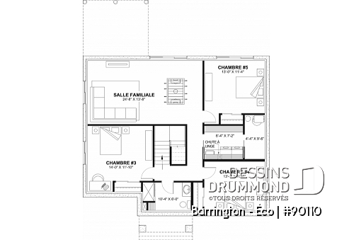 Sous-sol aménagé - Plain-pied farmhouse éco-responsable, de 2 à 5 chambres, s-sol aménagé (optionnel $), terrasse couverte - Barrington - Éco