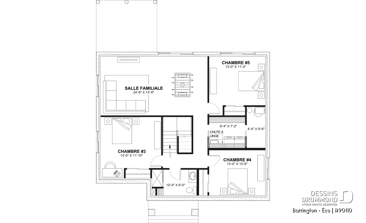 Sous-sol aménagé (Optionel $) - Plain-pied farmhouse éco-responsable, de 2 à 5 chambres, s-sol aménagé (optionnel $), terrasse couverte - Barrington - Éco