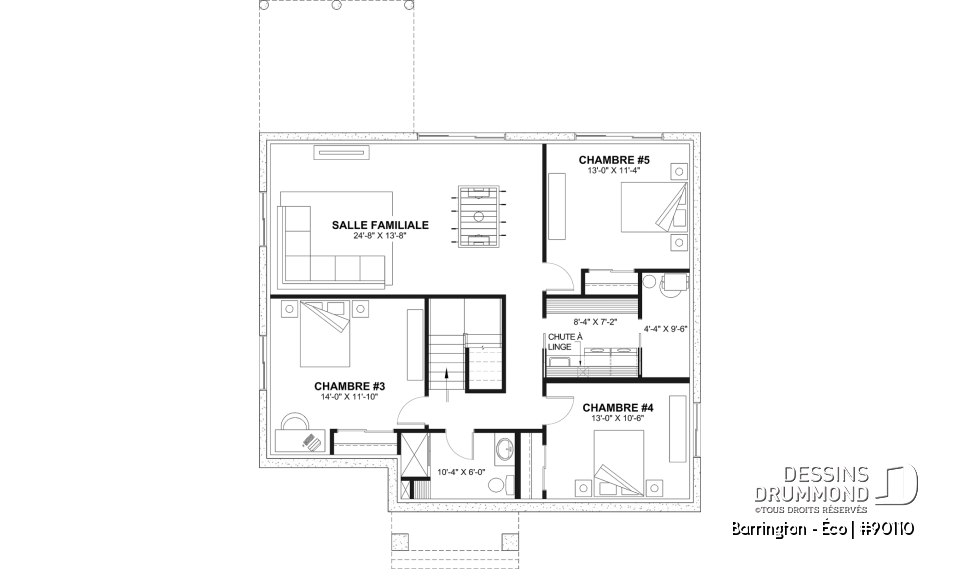 Sous-sol aménagé (Optionel $) - Plain-pied farmhouse éco-responsable, de 2 à 5 chambres, s-sol aménagé (optionnel $), terrasse couverte - Barrington - Éco
