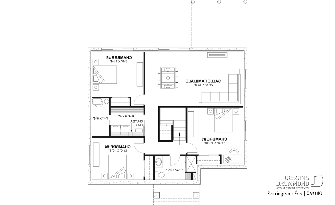 Sous-sol aménagé (Optionel $) - Plain-pied farmhouse éco-responsable, de 2 à 5 chambres, s-sol aménagé (optionnel $), terrasse couverte - Barrington - Éco