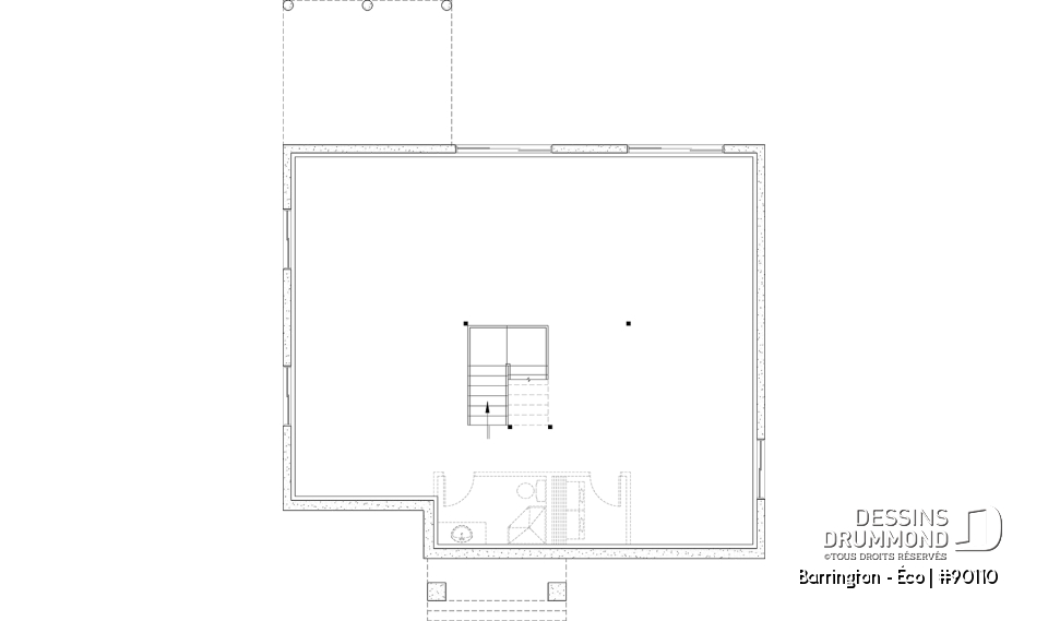 Sous-sol aménageable - Plain-pied farmhouse éco-responsable, de 2 à 5 chambres, s-sol aménagé (optionnel $), terrasse couverte - Barrington - Éco