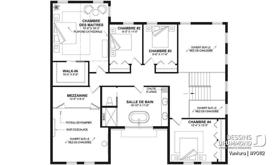 Étage - Superbe Farmhouse éco-responsable de 4+ chambres, avec 2 îlots, gym et sous-sol aménagé optionnel ($) - Ventura