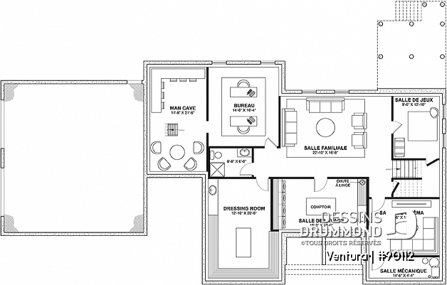 Sous-sol - Superbe Farmhouse proposant 4+ chambres, 2 îlots à la cuisine, 2 bureaux, 2 salons, gym et bien plus! - Ventura