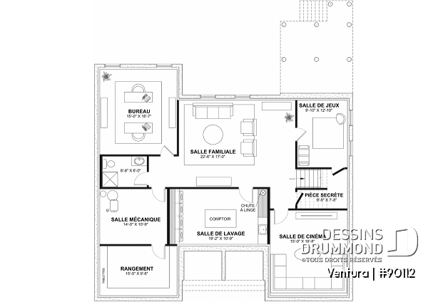 Sous-sol aménagé - Superbe Farmhouse éco-responsable de 4+ chambres, avec 2 îlots, gym et sous-sol aménagé optionnel ($) - Ventura