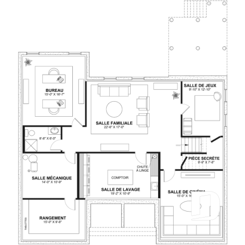 Sous-sol aménagé (Optionel $) - Superbe Farmhouse éco-responsable de 4+ chambres, avec 2 îlots, gym et sous-sol aménagé optionnel ($) - Ventura