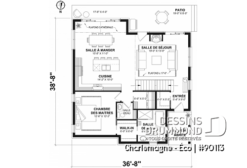 Rez-de-chaussée - Plan de chalet offrant vue panoramique, chambre principale au rez-de-chaussée et plafond cathédral - Charlemagne - Éco