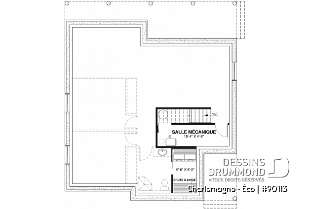 Sous-sol - Plan de chalet offrant vue panoramique, chambre principale au rez-de-chaussée et plafond cathédral - Charlemagne - Éco