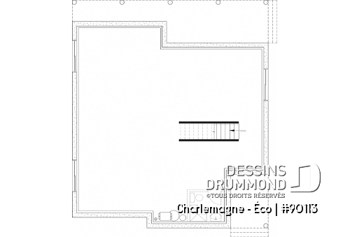 Sous-sol aménageable - Plan de chalet offrant vue panoramique, chambre principale au rez-de-chaussée et plafond cathédral - Charlemagne - Éco