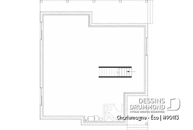 Sous-sol aménageable - Plan de chalet offrant vue panoramique, chambre principale au rez-de-chaussée et plafond cathédral - Charlemagne - Éco