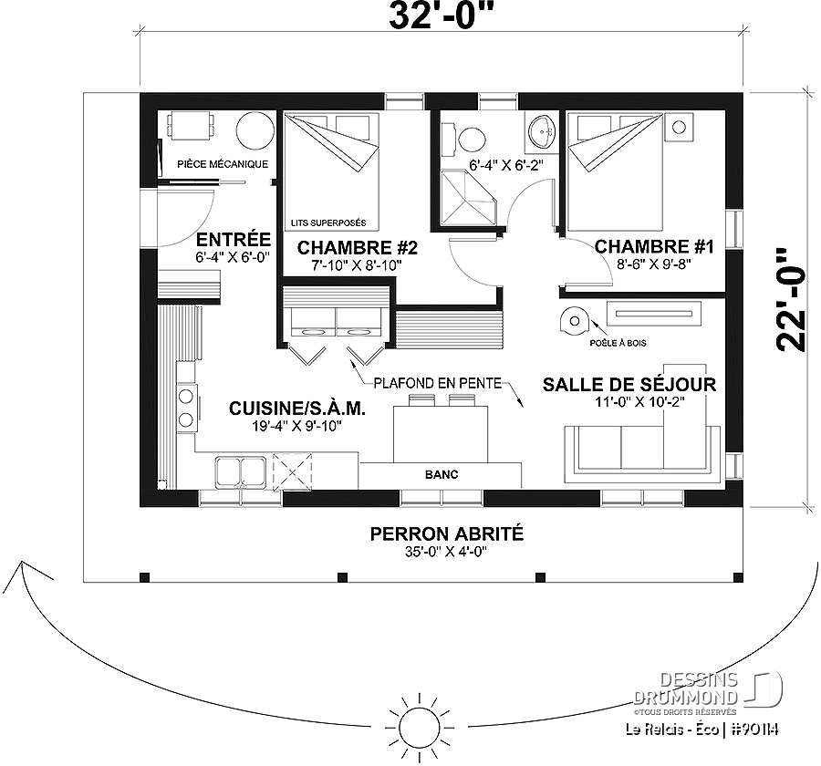 Plan Maison 2 Chambres 1 S Bain 90114
