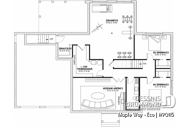Sous-sol aménagé (Optionel $) - Plain-pied Farmhouse éco-responsable 2 à 5 chambres, bureau, garage double, sous-sol aménagé (optionnel $) - Maple Way - Éco
