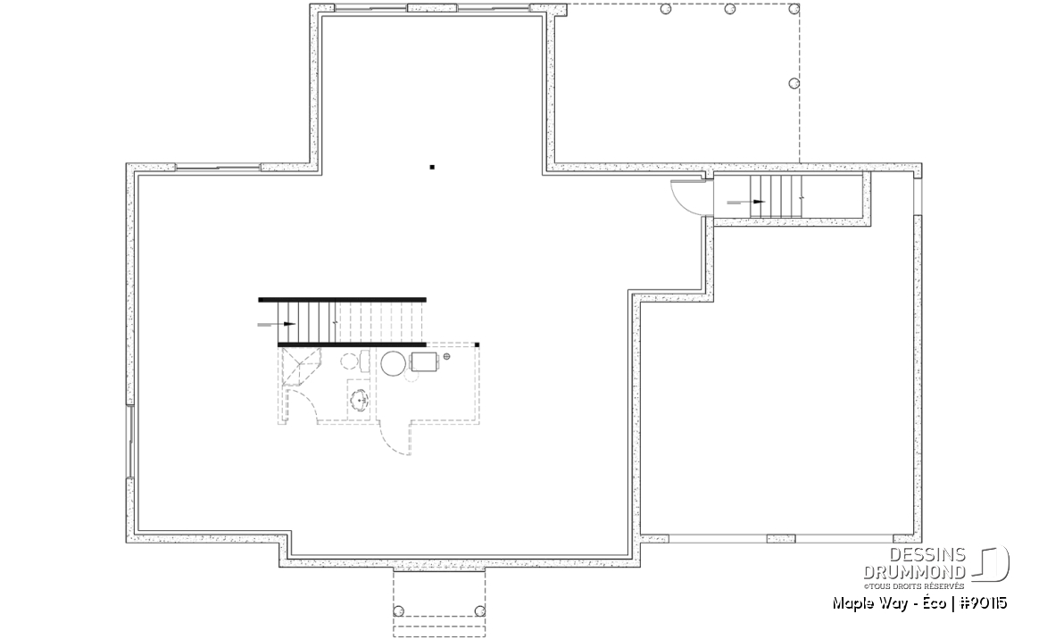 Sous-sol aménageable - Plain-pied Farmhouse éco-responsable 2 à 5 chambres, bureau, garage double, sous-sol aménagé (optionnel $) - Maple Way - Éco