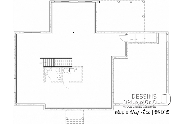 Sous-sol aménageable - Plain-pied Farmhouse éco-responsable 2 à 5 chambres, bureau, garage double, sous-sol aménagé (optionnel $) - Maple Way - Éco