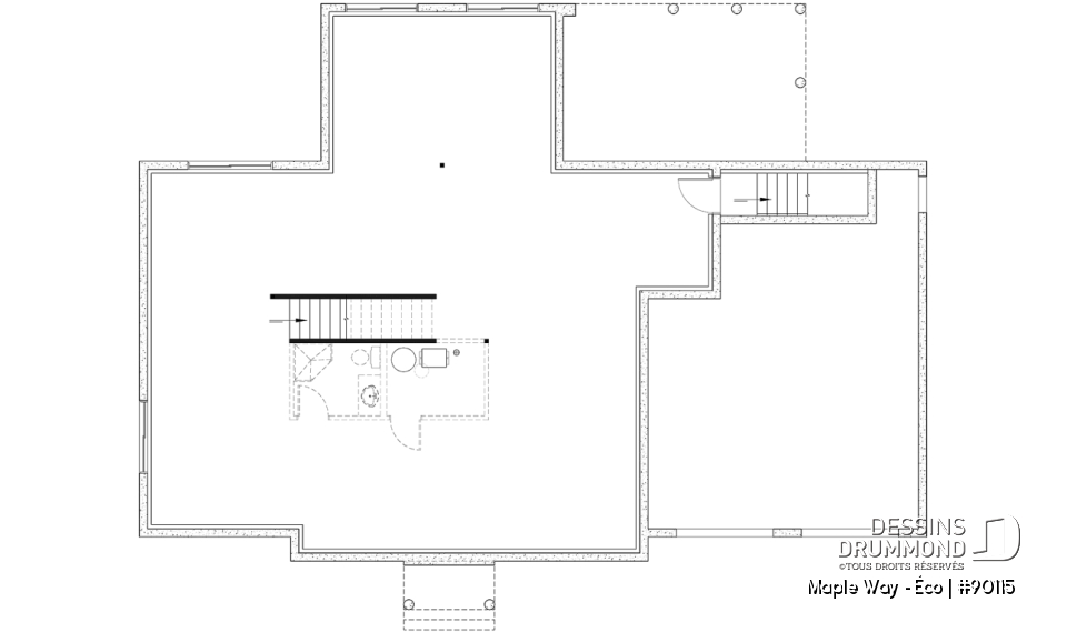 Sous-sol aménageable - Plain-pied Farmhouse éco-responsable 2 à 5 chambres, bureau, garage double, sous-sol aménagé (optionnel $) - Maple Way - Éco