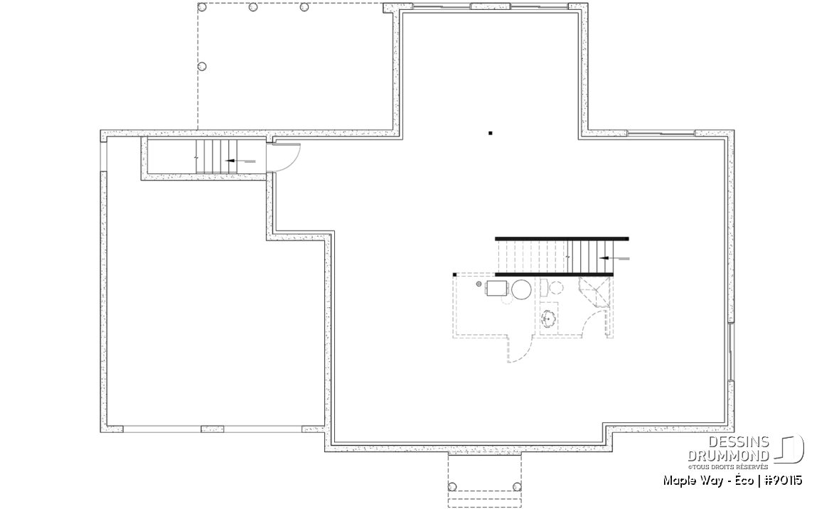 Sous-sol aménageable - Plain-pied Farmhouse éco-responsable 2 à 5 chambres, bureau, garage double, sous-sol aménagé (optionnel $) - Maple Way - Éco