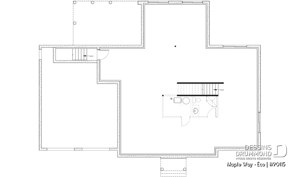 Sous-sol aménageable - Plain-pied Farmhouse éco-responsable 2 à 5 chambres, bureau, garage double, sous-sol aménagé (optionnel $) - Maple Way - Éco