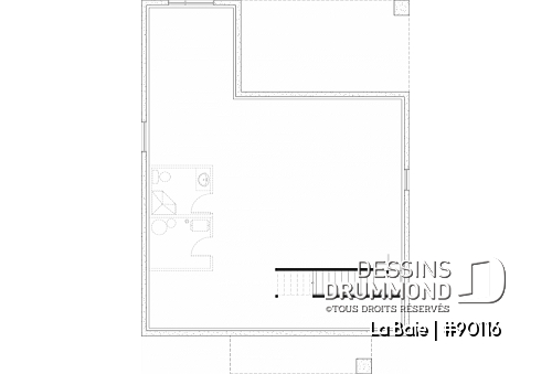 Sous-sol aménageable - Plan de plain-pied écologique 3 chambres, vestiaire, aire ouverte au secteur activités, terrasse abritée - La Baie