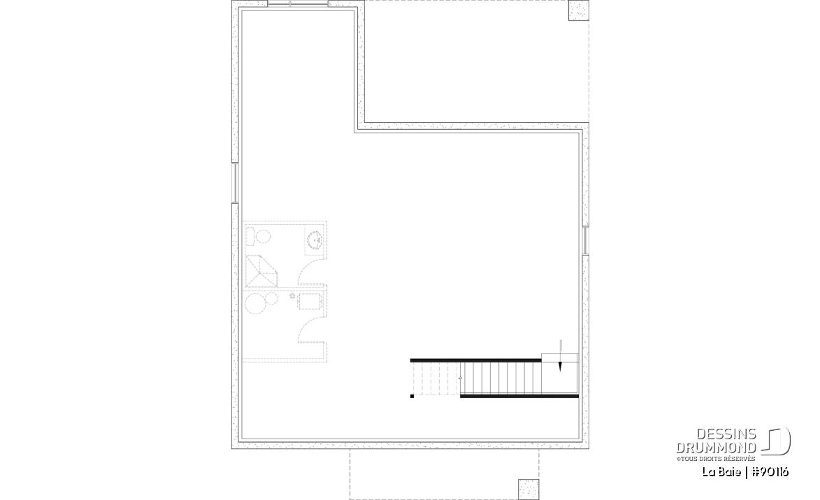 Sous-sol aménageable (Optionel $) - Plan de plain-pied éco-responsable 3 chambres, vestiaire, aire ouverte au secteur activités, terrasse abritée - La Baie