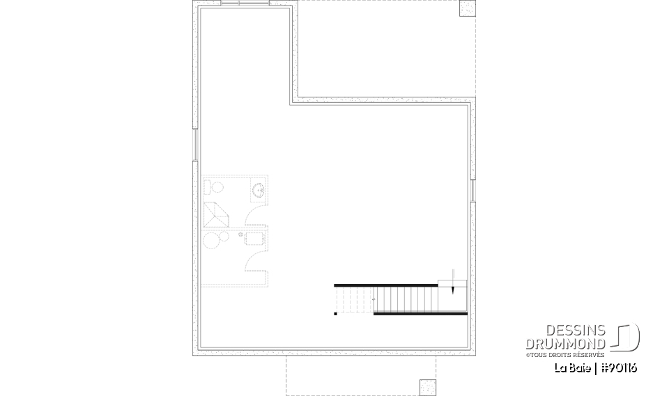 Sous-sol aménageable (Optionel $) - Plan de plain-pied éco-responsable 3 chambres, vestiaire, aire ouverte au secteur activités, terrasse abritée - La Baie