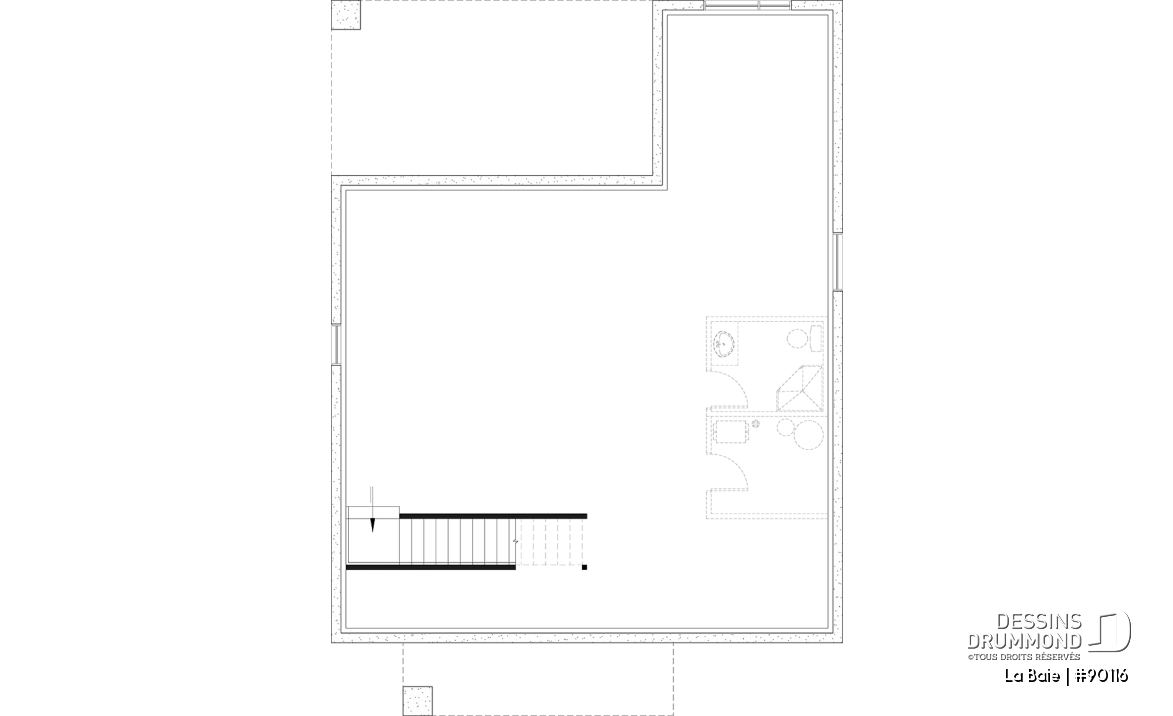 Sous-sol aménageable (Optionel $) - Plan de plain-pied éco-responsable 3 chambres, vestiaire, aire ouverte au secteur activités, terrasse abritée - La Baie