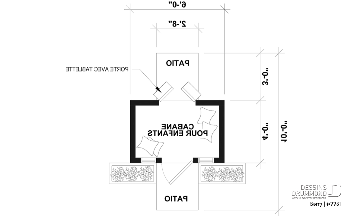 Rez-de-chaussée - Plan gratuit de cabane pour enfant, à construire soi-même - Maisonnette de style farmhouse - Berry
