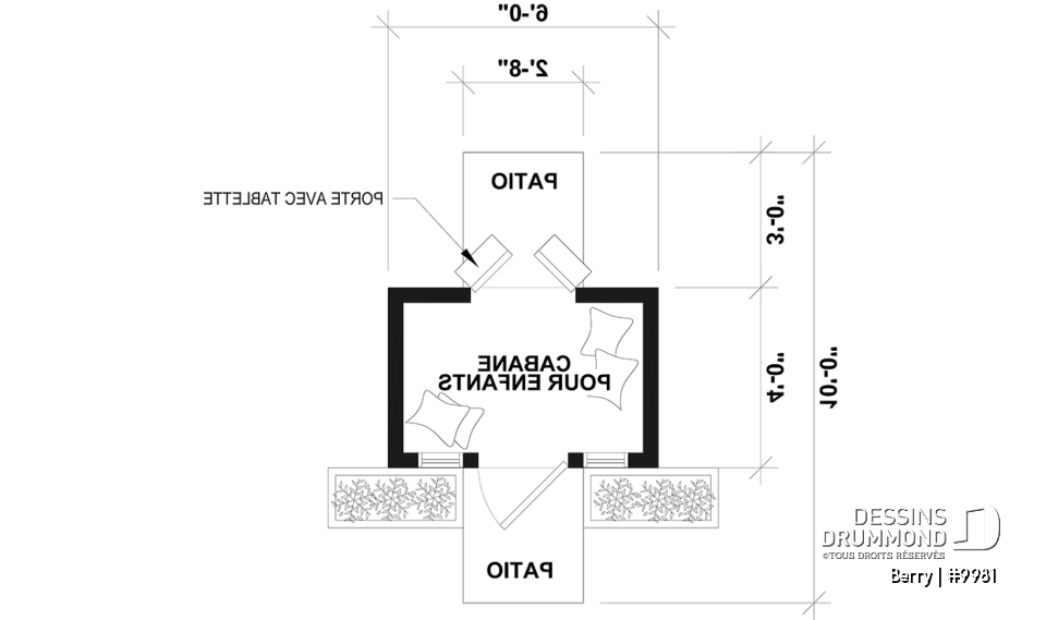 Rez-de-chaussée - Plan gratuit de cabane pour enfant, à construire soi-même - Maisonnette de style farmhouse - Berry