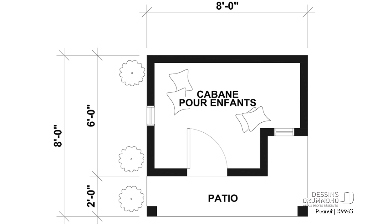 Rez-de-chaussée - Petite maisonnette farmhouse pour enfant à construire soi-même - Plan gratuit de mini-maison pour enfants - Peanut