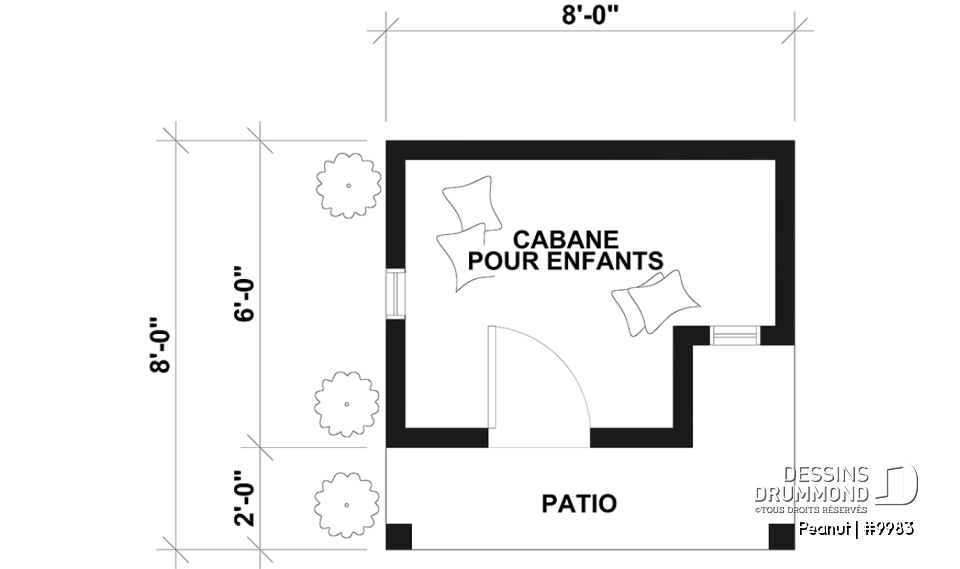 Rez-de-chaussée - Petite maisonnette farmhouse pour enfant à construire soi-même - Plan gratuit de mini-maison pour enfants - Peanut