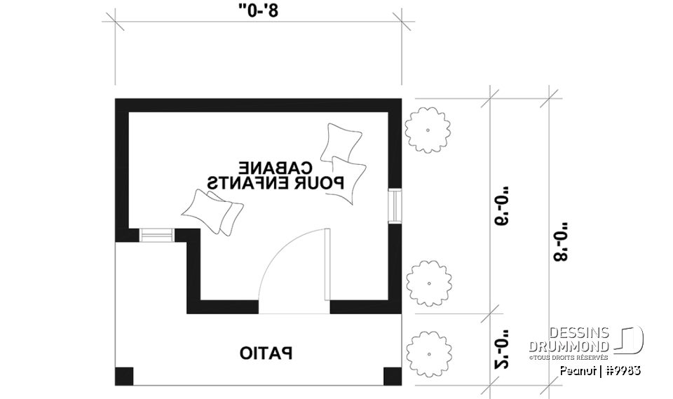 Rez-de-chaussée - Petite maisonnette farmhouse pour enfant à construire soi-même - Plan gratuit de mini-maison pour enfants - Peanut