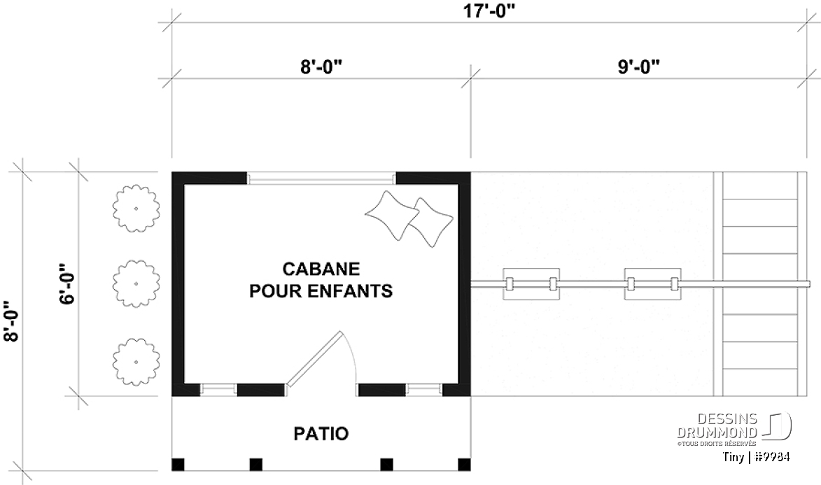 Rez-de-chaussée - Plan gratuit de maisonnette Champêtre pour enfant, à construire soi-même - Tiny