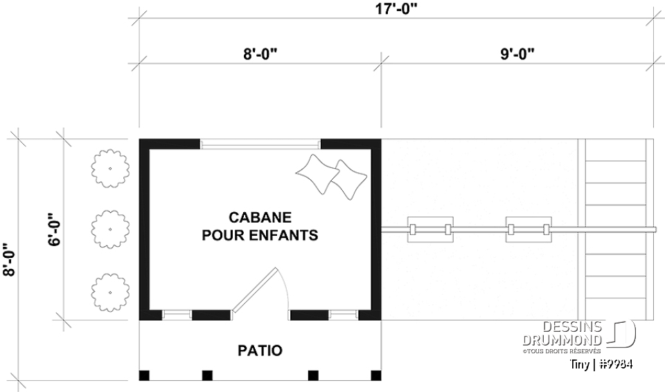 Rez-de-chaussée - Plan gratuit de maisonnette Champêtre pour enfant, à construire soi-même - Tiny