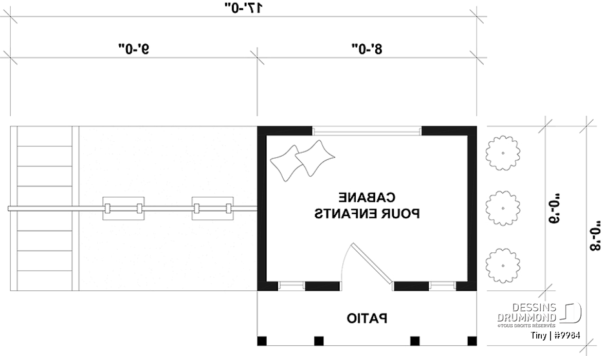Rez-de-chaussée - Plan gratuit de maisonnette Champêtre pour enfant, à construire soi-même - Tiny