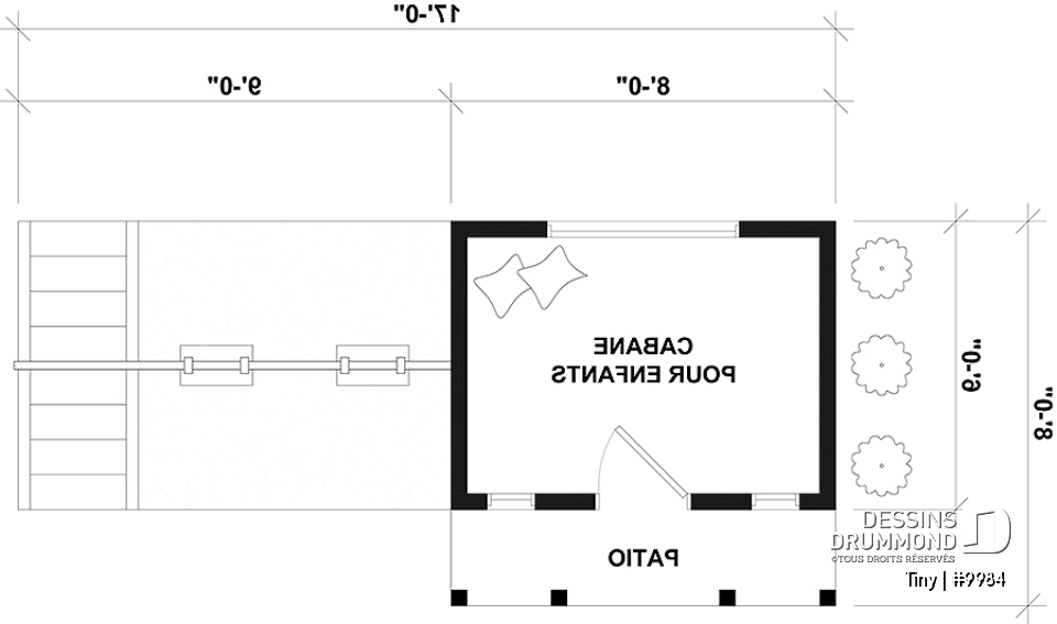 Rez-de-chaussée - Plan gratuit de maisonnette Champêtre pour enfant, à construire soi-même - Tiny