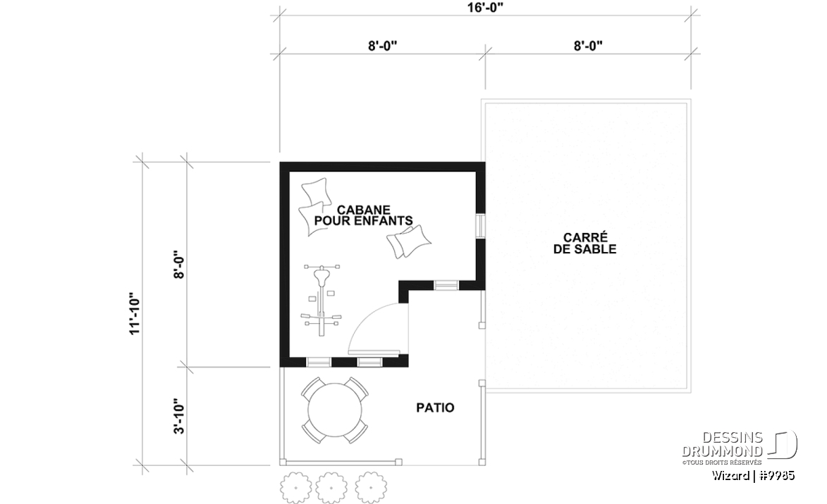 Rez-de-chaussée - Plan gratuit de maisonnette pour enfants, de style campagne française - Wizard
