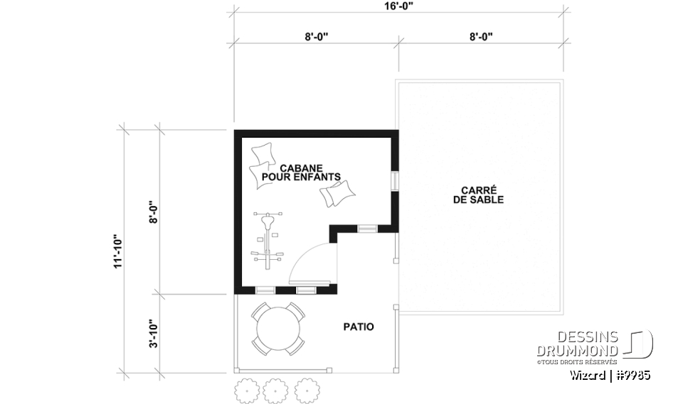 Rez-de-chaussée - Plan gratuit de maisonnette pour enfants, de style campagne française - Wizard