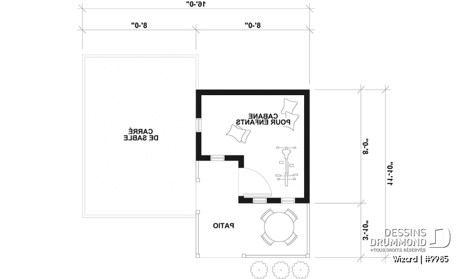 Rez-de-chaussée - Plan gratuit de maisonnette pour enfants, de style campagne française - Wizard