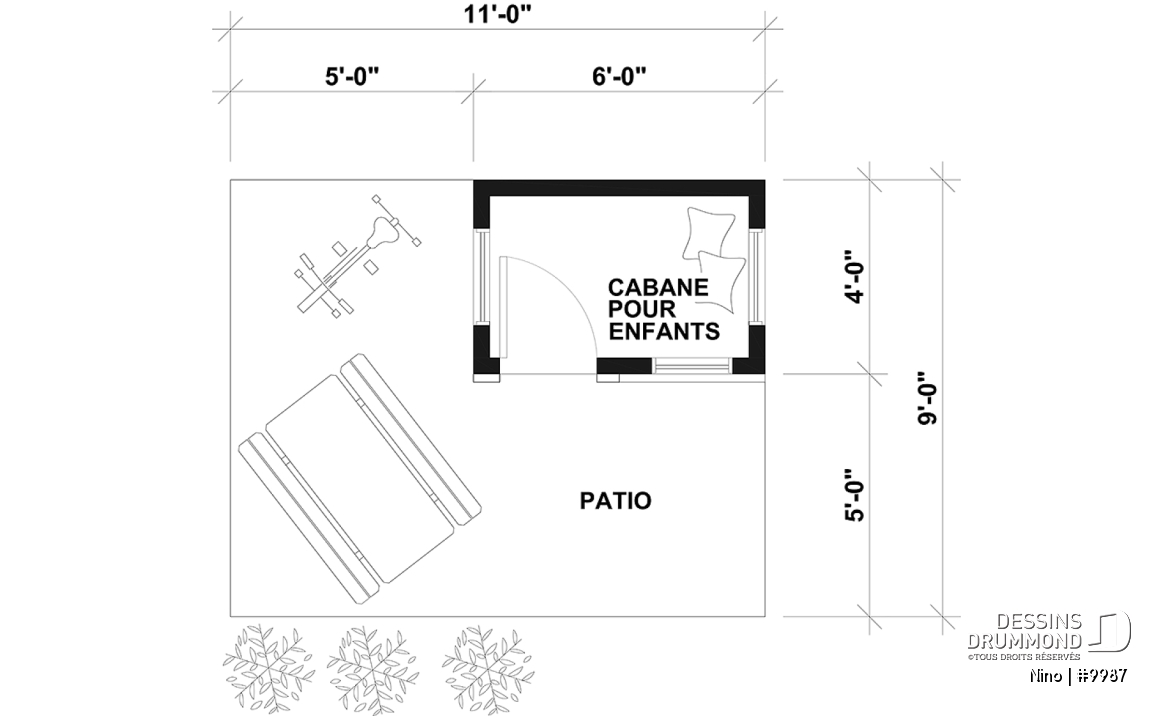 Rez-de-chaussée - Plan gratuit de mini-maison pour enfant, de plain-pied et plein de charme - Nino