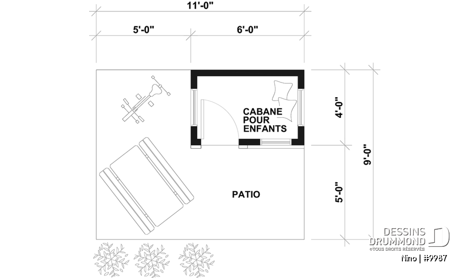 Rez-de-chaussée - Plan gratuit de mini-maison pour enfant, de plain-pied et plein de charme - Nino