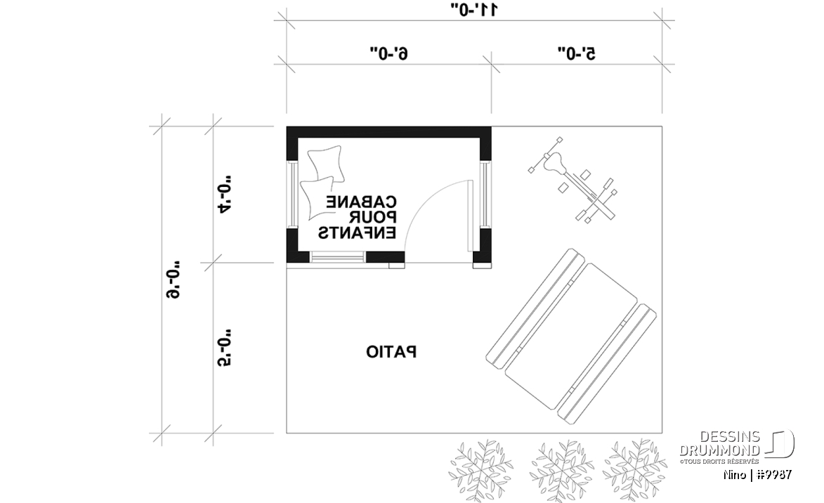 Rez-de-chaussée - Plan gratuit de mini-maison pour enfant, de plain-pied et plein de charme - Nino